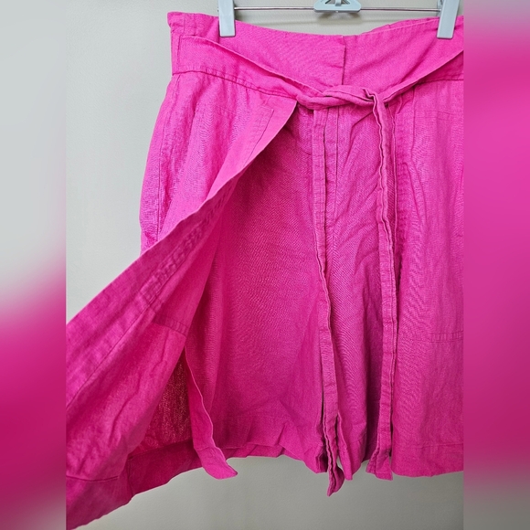 Eudon Choi Bright Pink Linen Blend Pleated Bermuda Shorts w Deep Pockets Size 12 - Picture 12 of 16